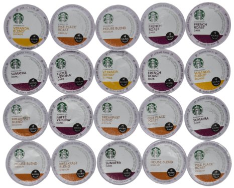20 Count Variety Pack of Starbucks Coffee Single Cups for Keurig Brewer