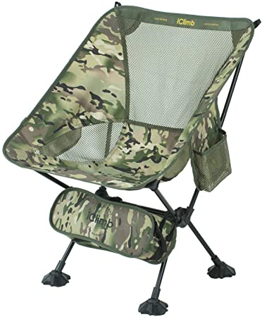 iClimb Ultralight Compact Camping Folding Beach Chair with Anti-Sinking Large Feet and Back Support Webbing