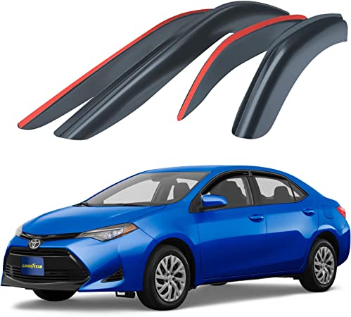 Goodyear Shatterproof Side Window Deflectors for Toyota Corolla 2014-2019, Car Accessories, Window Visors for Cars, Vent Deflector, Tape-on Rain Guards, Vent Visor, 4 pcs- GY003284