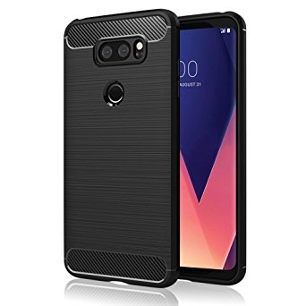 LG V30 case, LG V30 Plus case - Suensan TPU Shock Absorption Technology Raised Bezels Protective Case Cover for LG V30  (TPU Black)