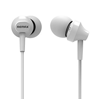 Remax Bass In-ear Earbuds Earphones Headset with Built-in Mic Stereo Noise Cancelling for Apple iPhone iPad iPod Android Samsung (White)