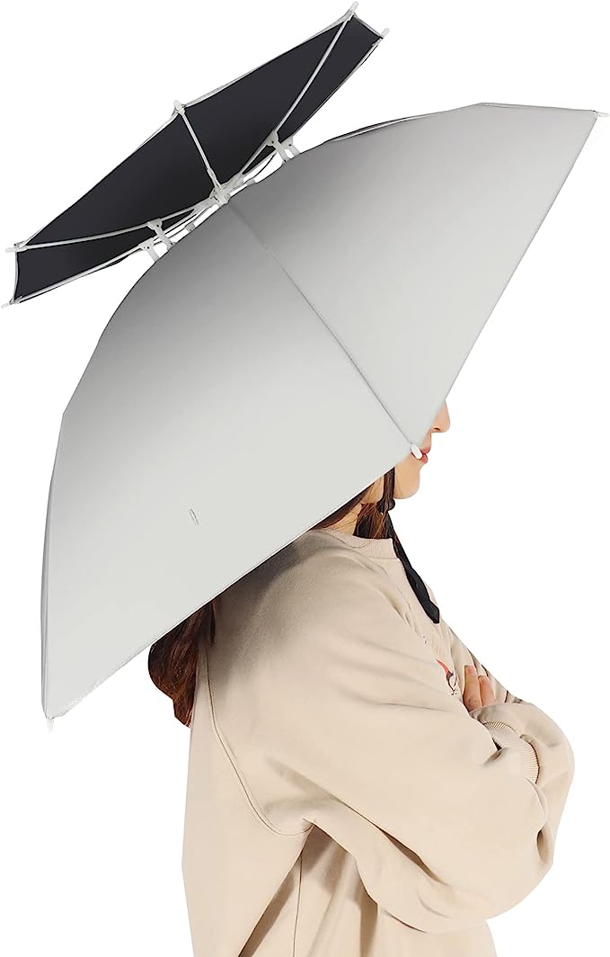 RedSwing 37" Diameter Large Umbrella Hat for Adults and Kids, Hands Free UV Protection Head Umbrella Double Layer for Fishing, Gardening, Beach and Golf