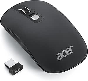 acer Computer Mouse Wireless, 2.4G Slim USB Wireless Mice with USB Receiver, 800/1200/1600 Adjustable DPI Optical Laptop Mouse with 4 Buttons, Portable Mouse for Laptop, Desktop, PC