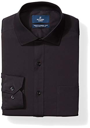 BUTTONED DOWN Men's Tailored Fit Stretch Poplin Non-Iron Dress Shirt