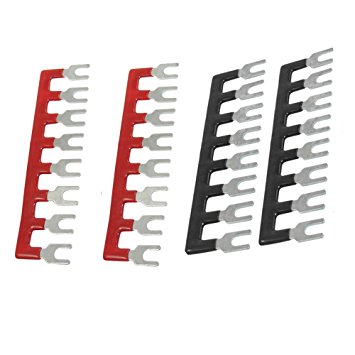 URBEST(R)400V 10A 8 Postions Pre Insulated Terminal Barrier Strip Red /Black 4 Pcs