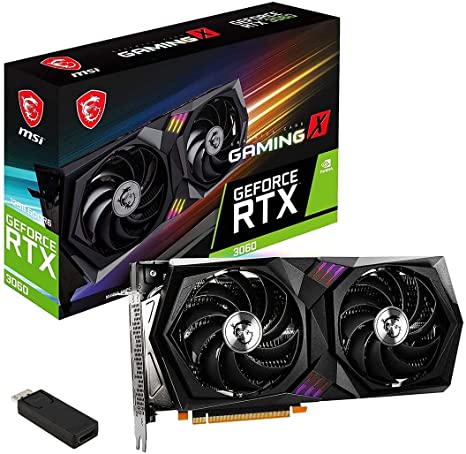 MSI NVIDIA GeForce RTX 3060 Gaming X LED 12GB GDDR6 VRAM Graphics Card Dual TORX 4.0 Fans 3584 CUDA Cores RGB Mystic Light PCIe 4.0 1xHDMI 3X DisplayPort 1.4a Mazepoly Accessories