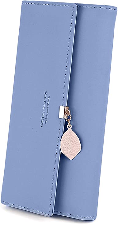 TCHH-DayUp Wallet for Women PU Leather Leaf Pendant Ladies Girl Cute Long Wallet