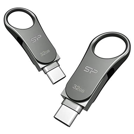 Silicon Power 32GB 2-Pack USB 3.0 Type-C Dual Flash Drive, Mobile C80