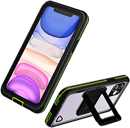 Mishcdea for iPhone 11 Waterproof Case Shockproof Snowproof Dirtproof Protective Cover with Kickstand, Built-in Screen Protector for iPhone 11 6.1 Inch (2019) (Black)