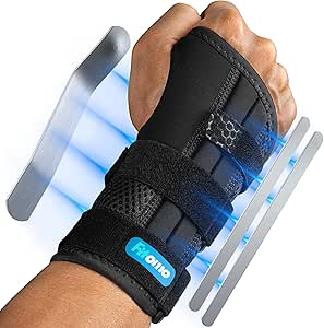 Carpal Tunnel Wrist Brace Night Support with 3 Metal Splints and Soft Thumb Opening for Sleeping, Adjustable Wrist Support Hand Brace for Tendonitis Arthritis Sprains, 1 Unit,Right Hand