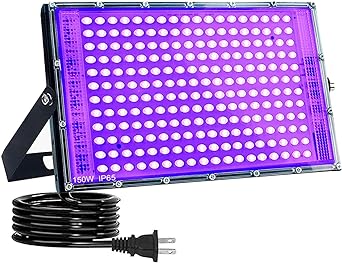 Indmird 150W Black Lights, Blacklight Flood Light with Plug and Switch,for Glow Party, Halloween, Fluorescent Poster, Stage Lighting, Body Paint
