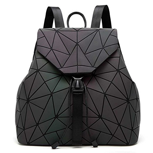 DIOMO Geometric Lingge Women Backpack Luminous Flash Mens Travel Shoulder Bag Rucksack