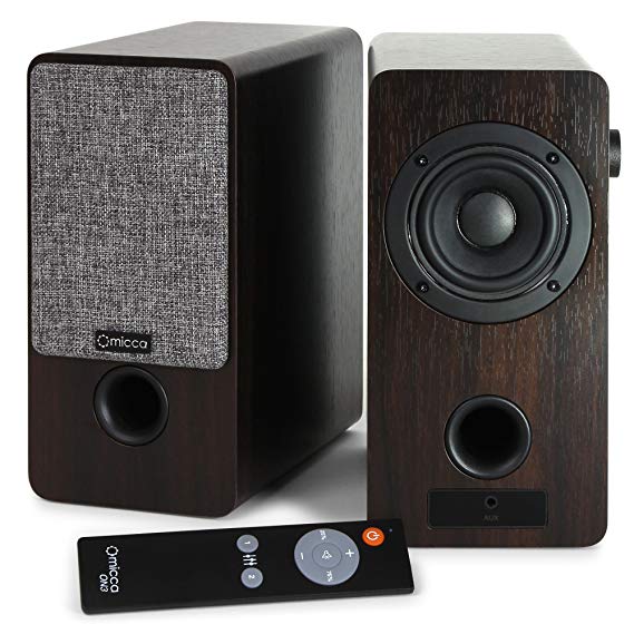 Micca ON3 3-Inch Powered Bookshelf Speakers with Remote Control, 48 Watts (24W x 2) RMS Power, Front and Rear Input Jacks