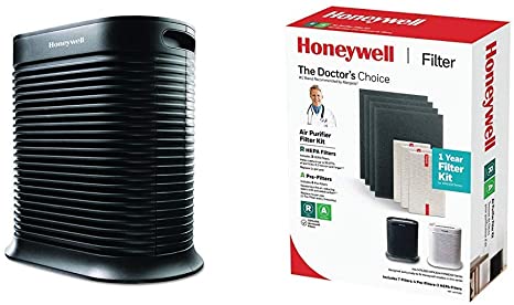 Honeywell True HEPA Allergen Remover, 465 sq. Ft, HPA300, Extra-Large Room, Black True HEPA Filter Value Combo Pack for HPA300 Series Air Purifier