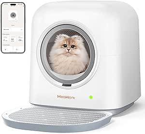 MeoWant Self Cleaning Cat Litter Tray, 2024 New Upgrade Fully Enclosed Automatic Cat Litter Tray for Multi Cats, Ultra-Safe/APP Control/Odor Removal Cat Litter Robot with Mat & Liner & Deodorizer