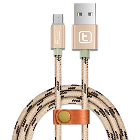 Micro USB Cable,TORRAS@ Extra Long 6.6Ft High Speed Braided 2.0 USB to Micro USB Charging Cable Android Charger Sync Data Cord For Samsung Galaxy S5 S6 Edge S7,Note 3 4 5,Nexus,HTC,LG - Gold