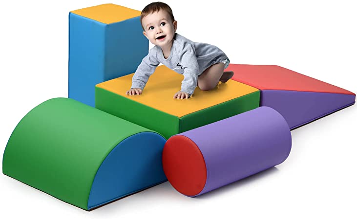 Climb And Crawl Activity Play Set,Climbing Lightweight Foam Shape toy for toddlers 5 Piece Soft zone climbing blocks,Safe Indoor Crawling Gym Equipment for Toddler,Infant,Baby Waterproof Easy to Clean