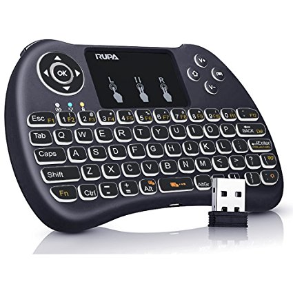 RUPA I8 Mini Wireless Airfly Mouse Keyboard Portable 2.4Ghz Wireless Keyboard Remote Control With Mouse & Touchpad Multi in one For Pc, Pad, Xbox 360, Ps3, Google Android Tv Box, Htpc, Iptv (Black)