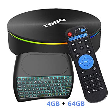 WISEWO T95Q Android 8.1 TV Box 4GB/64GB Amlogic S905X2 Quad-core Speed BT 4.1 HDMI 2.1 H.265 4K , 2.4GHz/5GHz Dual Band WiFi 1000M Ethernet Smart Box Meida Player with Wireless Mini Keyboard (Backlit)