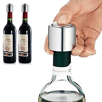 Bluelover Stainless Steel Vacuum Sealed Wine Bottle Stopper Preserver Pump Sealer Bar Stopper Keep Your Best Wine Fresh Fits 750Ml Red Wine Bottle Stopper