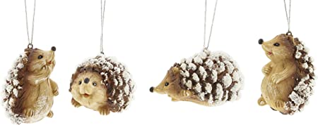 Transpac Wintry Resin Hedgehog Ornament Figurines - Set of 4 Assorted