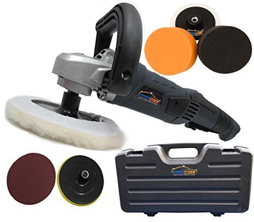 PowerStorm® Car Polisher Sander Buffer with Carry Case Plus 6 Car Polisher Heads GOLD Pack B
