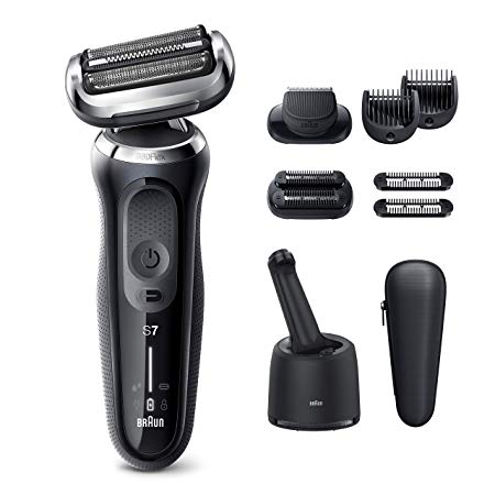 Braun Electric Razor for Men, Series 7 7085cc 360 Flex Head Electric Shaver with Beard Trimmer, Rechargeable, Wet & Dry, 4in1 SmartCare Center and Travel Case, Black