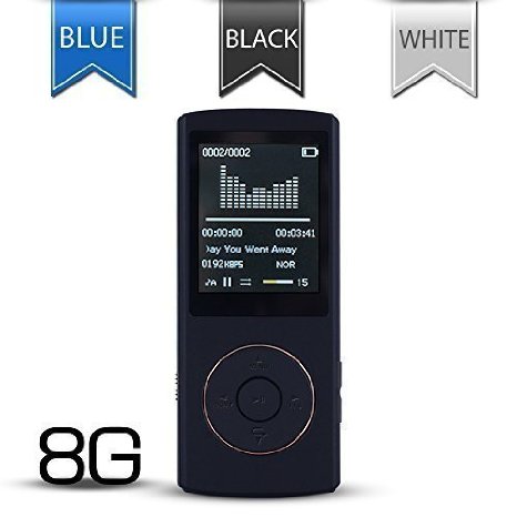 Lecmal Economic Affordable Mp3 Music Player - 8 GB (Black)- 1.8 LCD Slim Portable Mp3/Mp4  Mini USB2.0 Cables