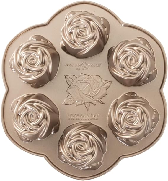 Nordic Ware Rosebud Baking Pan, 2-1/4 Cup Capacity, Copper