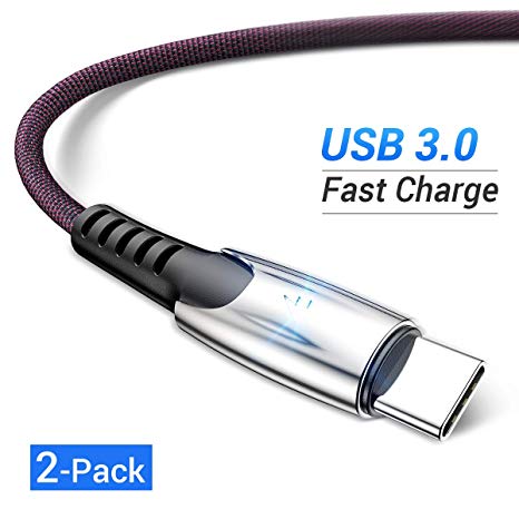 AINOPE USB C Cable Fast Charging (USB 3.0) (2 Pack/6.6FT), USB-A 3.0 to USB-C Charger, Durable Zinc Alloy Fabric Braided Type C Cord Compatible with Samsung Galaxy S9 S8 Note 9 8 LG V20 V30 G5 G6