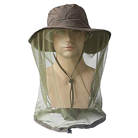 Lixada Mosquito Head Net Hat,Safari Hat Sun Hat Bucket Hat with Hidden Net Mesh Protection from Insect Bug Bee Mosquito Gnats for Outdoor Fishing Garden Hiking Travel