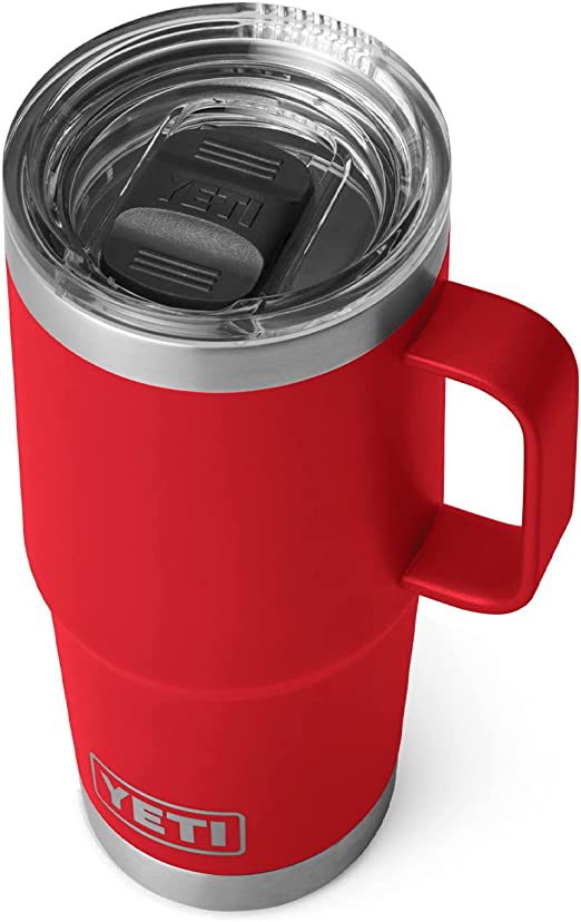 YETI Rambler 20 oz Travel Mug, Stainless Steel, Vacuum Insulated with Stronghold Lid, Rescue Red