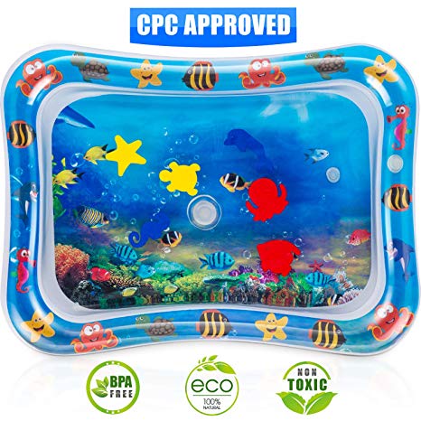 Tummy Time Water Play Mat, 7 Upgrade [2019 New] Inflatable Infant Baby Toys & Toddlers Fun Activity Play Center for Boy & Girl Growth Brain Development 26" x 20" BPA-Free Baby Toys for 3-12 Months