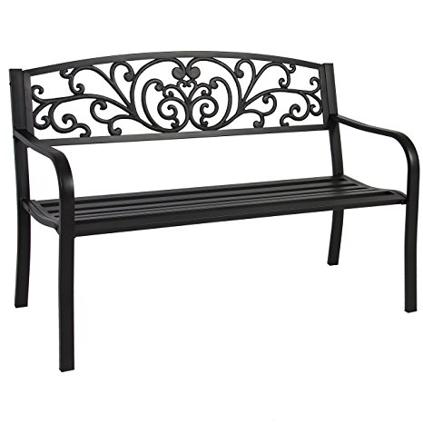 Best Choice Products 50" Patio Garden Bench Park Yard Outdoor Furniture Steel Frame Porch Chair Seat