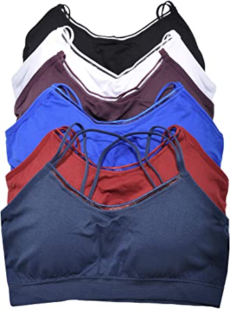 ToBeInStyle Women's 6 Pack Simple Seamless Strappy Crossback Bralette