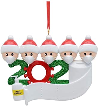 Personalized Name Christmas Ornament Kit, 2020 Quarantine Survivor Family Customized Christmas Decorating Kit Creative Gift for Family (Family of 5)