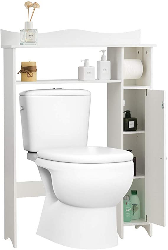 Giantex Over The Toilet Storage Rack for Bathroom W/Side Storage Cabinet and Adjustable Shelves, Bathroom Freestanding Space Saver (30" x 8" x 42")