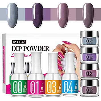Dip Powder Kits for Nail 4 Colors Dipping Powder System Starter Kit Acrylic Dipping System for French Nail Manicure Nail Art Set Essential kit