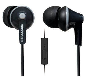 Panasonic ErgoFit In-Ear Earbuds Headphones with MicController RP-TCM125-K Black iPhone iPod Android Compatible Audiophile