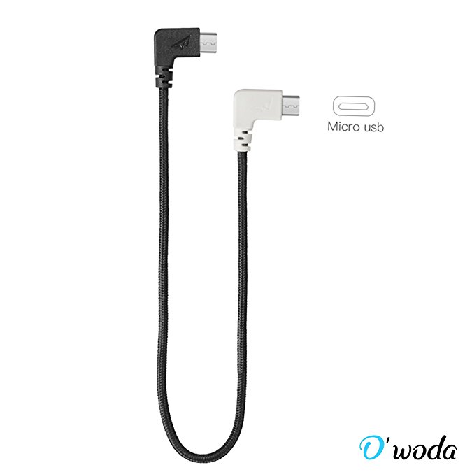 O'woda Micro USB to Mciro USB OTG Cable 11.4inch Nylon Braided Data Cord Video Transfer Connector for DJI Mavic Pro / Spark to Android Mciro USB Phone / Tablet (Micro USB - Black)