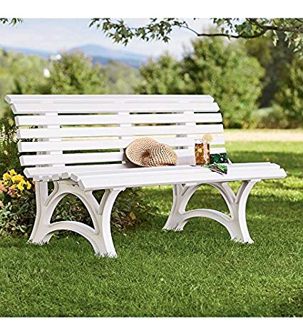 German-Made, Weatherproof Resin Garden Bench - White