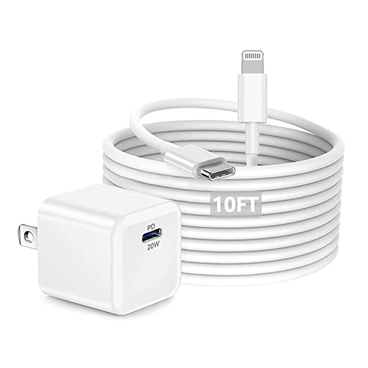 iPhone Fast Charger,10FT Fast Charger iPhone [Apple MFi Certified] 20W USB C Wall Charger Type C Adapter Lightning Cable Cord Fasting Charging Block for iPhone 13/12 Pro/11/XS Max/XR/8/7/SE 2022, iPad