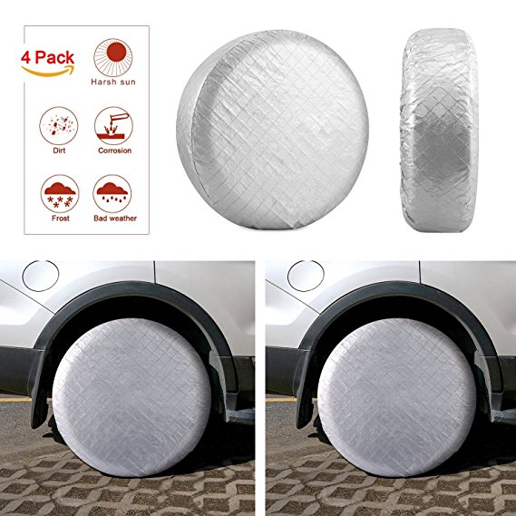 Kohree Tire Covers Tire Protectors RV Wheel Motorhome Wheel Covers Sun Protector Waterproof Aluminum Film, Cotton Lining Fits 27" to 29" Tire Diameters Set of 4