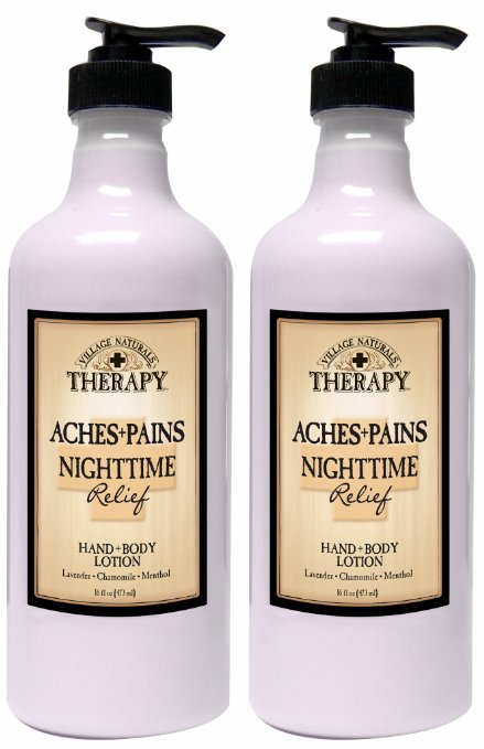 Village Naturals Therapy Aches and Pains Nighttime Relief Hand and Body Lotion 16 Oz. 2 Pack
