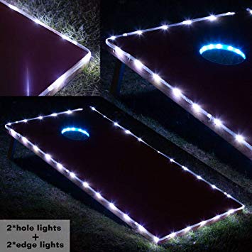 Blinngo Cornhole Ring Lights and Cornhole Edge Lights, LED Cornhole Lights fit for Standard Cornhole Boards and Cornhole Bags