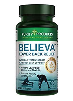 Believa™ Lower Back Pain Relief from Purity Products - The Every-Day Herbal Pain Relief Formula - 2018 Clinical Study - Exclusive Proprietary Formula - 60 Vegetarian Capsules