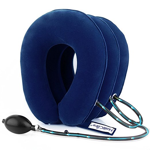 HailiCare Inflatable Cervical Neck Traction Device, Effective and Instant Relief for Chronic Neck and Shoulder Pain, Cervical Collar Adjustable (Blue)