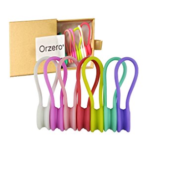 [7 Pack] Orzero 7 Candy Colors Magnetic Cable Winder Wrap Cord Organizer Soft Silicone for Earphone Cell Phone Pad USB Data Cable Use as Bookmarks Keychain