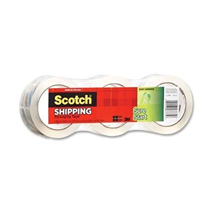 Scotch Sure Start Shipping Tape, 1 7/8" x 43.7 Yd, Pack of 3