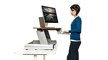InMovement Standing Desk, Adjustable Heights for  Sitting or Standing While You Work, Dark Wood, 41 X 26